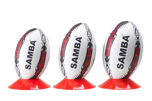 12 x Samba Racer Rugby Training Balls - White/Red/Black ***10% MULTI-BALL DISCOUNT***